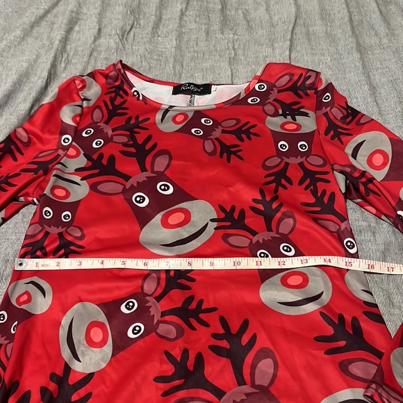 3/$10 🏷️ Reindeer Print Red Christmas Dress - Picture 2 of 3